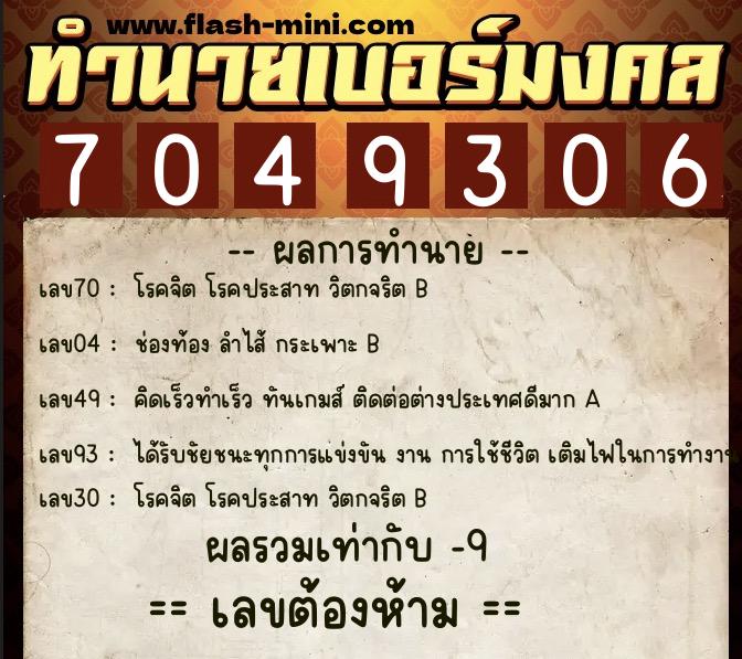 ทำนายเบอร์มงคล 0XX-7049306 ทำนายเบอร์มงคล หมายเลข 066-704930 ทำนายเบอร์มงคล 0XX-7049306 ทำนายเบอร์มงคล หมายเลข 066-704930
