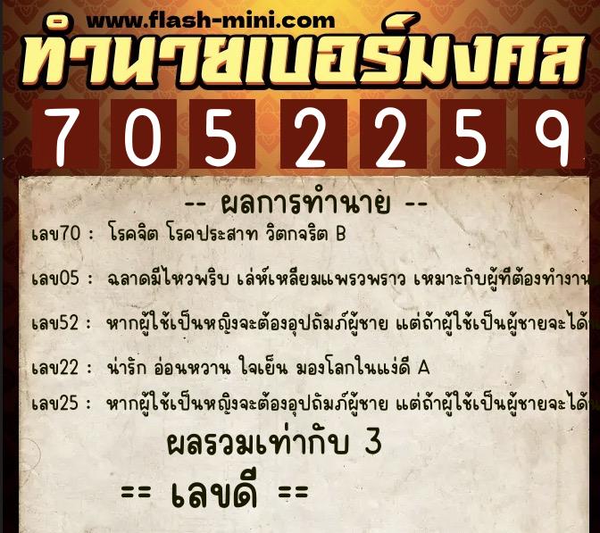 ทำนายเบอร์มงคล 0XX-7052259 ทำนายเบอร์มงคล หมายเลข 081-705225 ทำนายเบอร์มงคล 0XX-7052259 ทำนายเบอร์มงคล หมายเลข 081-705225