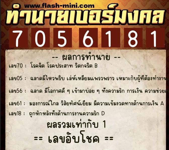 ทำนายเบอร์มงคล 0XX-7056181 ทำนายเบอร์มงคล หมายเลข 068-705618 ทำนายเบอร์มงคล 0XX-7056181 ทำนายเบอร์มงคล หมายเลข 068-705618
