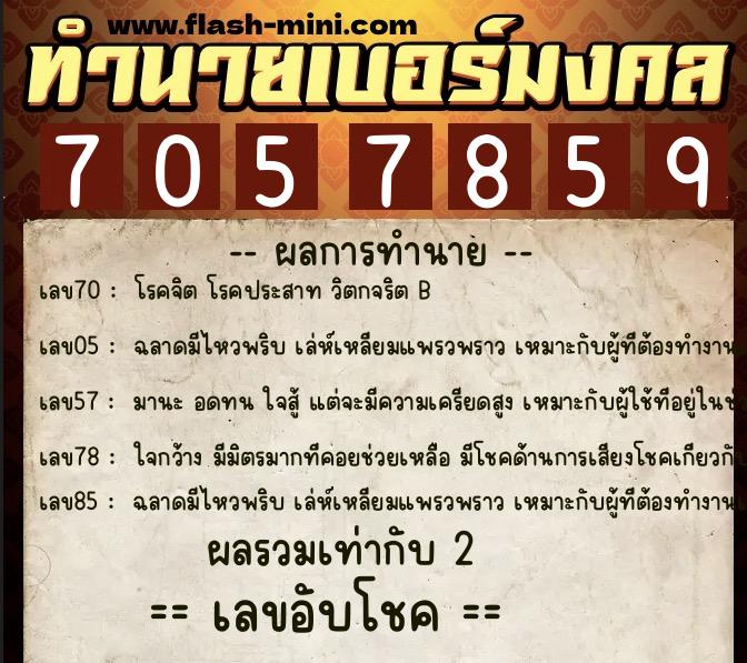 ทำนายเบอร์มงคล 0XX-7057859 ทำนายเบอร์มงคล หมายเลข 067-705785 ทำนายเบอร์มงคล 0XX-7057859 ทำนายเบอร์มงคล หมายเลข 067-705785