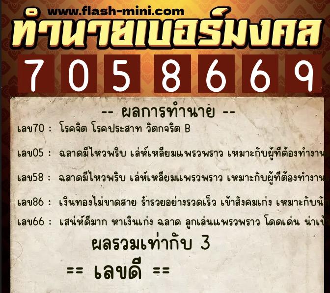 ทำนายเบอร์มงคล 0XX-7058669 ทำนายเบอร์มงคล หมายเลข 097-705866 ทำนายเบอร์มงคล 0XX-7058669 ทำนายเบอร์มงคล หมายเลข 097-705866
