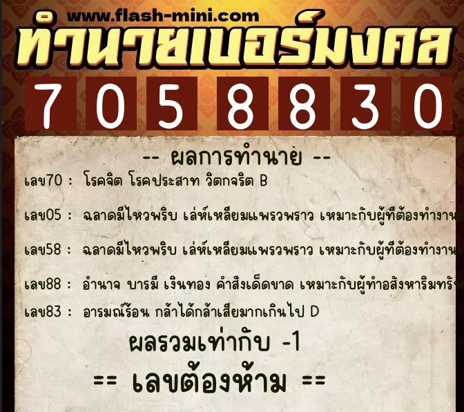 ทำนายเบอร์มงคล 0XX-7058830 ทำนายเบอร์มงคล หมายเลข 064-705883 ทำนายเบอร์มงคล 0XX-7058830 ทำนายเบอร์มงคล หมายเลข 064-705883