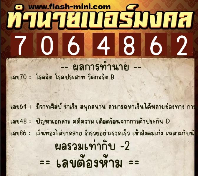 ทำนายเบอร์มงคล 0XX-7064862 ทำนายเบอร์มงคล หมายเลข 064-706486 ทำนายเบอร์มงคล 0XX-7064862 ทำนายเบอร์มงคล หมายเลข 064-706486
