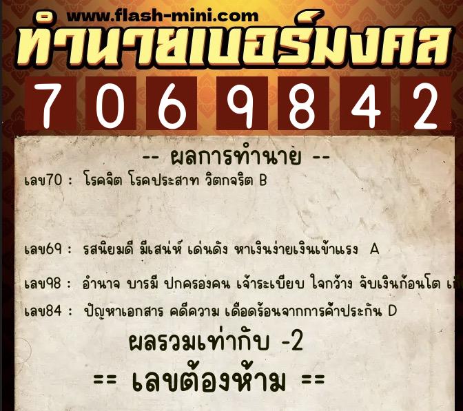 ทำนายเบอร์มงคล 0XX-7069842 ทำนายเบอร์มงคล หมายเลข 069-706984 ทำนายเบอร์มงคล 0XX-7069842 ทำนายเบอร์มงคล หมายเลข 069-706984