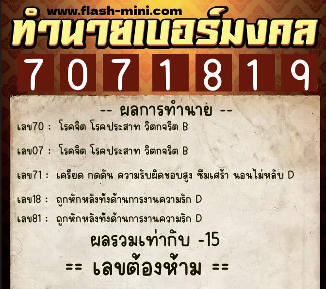 ทำนายเบอร์มงคล 0XX-7071819 ทำนายเบอร์มงคล หมายเลข 068-707181 ทำนายเบอร์มงคล 0XX-7071819 ทำนายเบอร์มงคล หมายเลข 068-707181