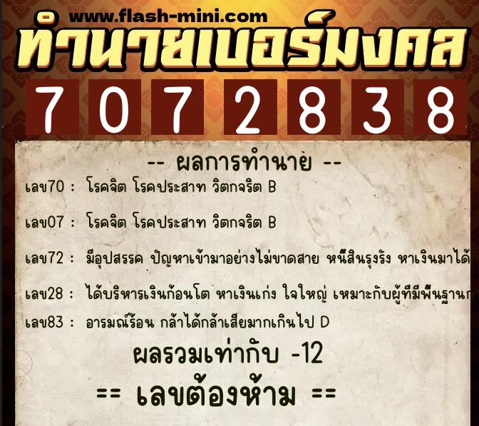ทำนายเบอร์มงคล 0XX-7072838 ทำนายเบอร์มงคล หมายเลข 094-707283 ทำนายเบอร์มงคล 0XX-7072838 ทำนายเบอร์มงคล หมายเลข 094-707283