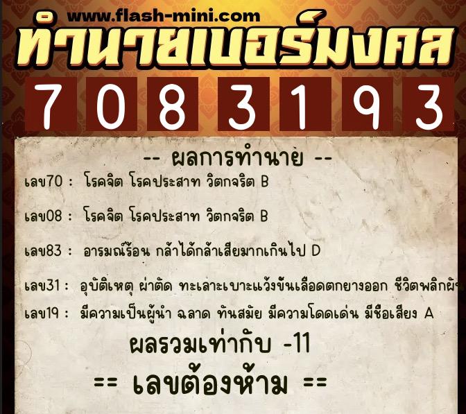 ทำนายเบอร์มงคล 0XX-7083193 ทำนายเบอร์มงคล หมายเลข 098-708319 ทำนายเบอร์มงคล 0XX-7083193 ทำนายเบอร์มงคล หมายเลข 098-708319