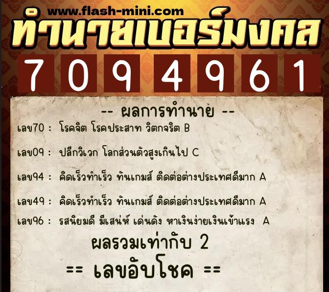 ทำนายเบอร์มงคล 0XX-7094961 ทำนายเบอร์มงคล หมายเลข 085-709496 ทำนายเบอร์มงคล 0XX-7094961 ทำนายเบอร์มงคล หมายเลข 085-709496