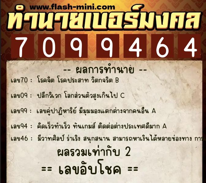 ทำนายเบอร์มงคล 0XX-7099464  ทำนายเบอร์มงคล หมายเลข 096-709946  ทำนายเบอร์มงคล 0XX-7099464  ทำนายเบอร์มงคล หมายเลข 096-709946