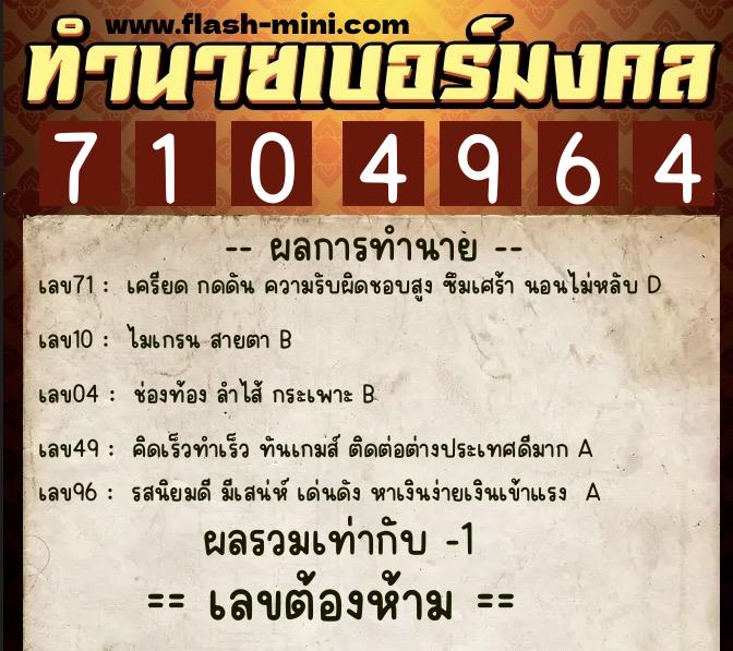 ทำนายเบอร์มงคล 0XX-7104964 ทำนายเบอร์มงคล หมายเลข 084-710496 ทำนายเบอร์มงคล 0XX-7104964 ทำนายเบอร์มงคล หมายเลข 084-710496