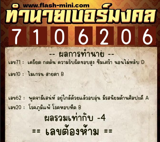 ทำนายเบอร์มงคล 0XX-7106206 ทำนายเบอร์มงคล หมายเลข 082-710620 ทำนายเบอร์มงคล 0XX-7106206 ทำนายเบอร์มงคล หมายเลข 082-710620