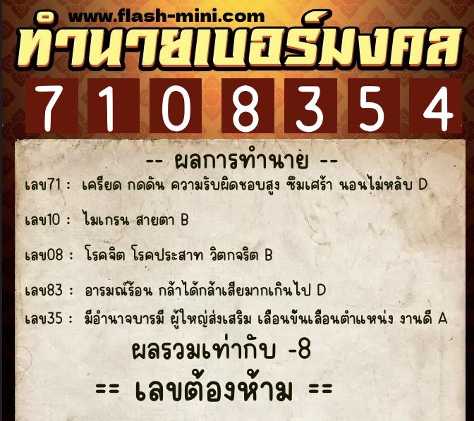 ทำนายเบอร์มงคล 0XX-7108354 ทำนายเบอร์มงคล หมายเลข 062-710835 ทำนายเบอร์มงคล 0XX-7108354 ทำนายเบอร์มงคล หมายเลข 062-710835