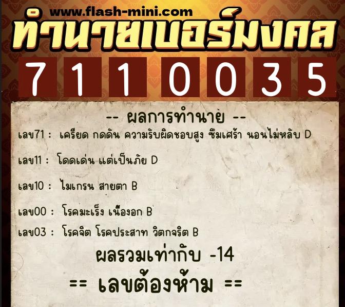 ทำนายเบอร์มงคล 0XX-7110035 ทำนายเบอร์มงคล หมายเลข 086-711003 ทำนายเบอร์มงคล 0XX-7110035 ทำนายเบอร์มงคล หมายเลข 086-711003