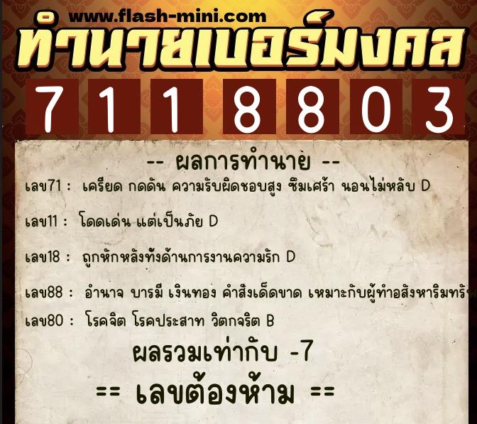 ทำนายเบอร์มงคล 0XX-7118803  ทำนายเบอร์มงคล หมายเลข 083-711880  ทำนายเบอร์มงคล 0XX-7118803  ทำนายเบอร์มงคล หมายเลข 083-711880