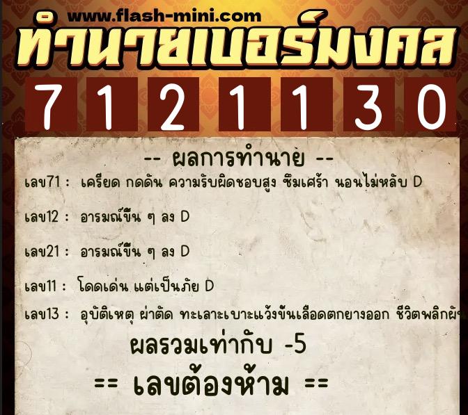 ทำนายเบอร์มงคล 0XX-7121130 ทำนายเบอร์มงคล หมายเลข 095-712113 ทำนายเบอร์มงคล 0XX-7121130 ทำนายเบอร์มงคล หมายเลข 095-712113