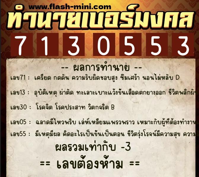 ทำนายเบอร์มงคล 0XX-7130553 ทำนายเบอร์มงคล หมายเลข 060-713055 ทำนายเบอร์มงคล 0XX-7130553 ทำนายเบอร์มงคล หมายเลข 060-713055