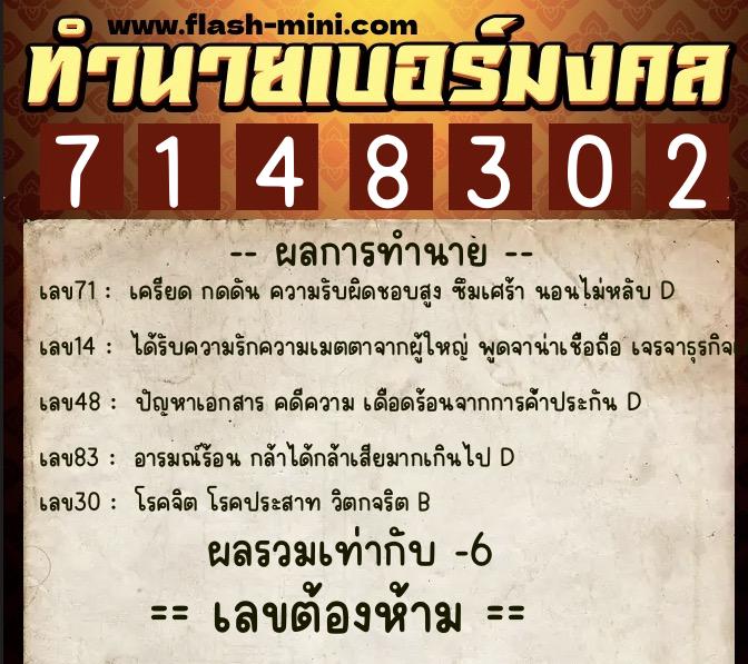 ทำนายเบอร์มงคล 0XX-7148302 ทำนายเบอร์มงคล หมายเลข 081-714830 ทำนายเบอร์มงคล 0XX-7148302 ทำนายเบอร์มงคล หมายเลข 081-714830