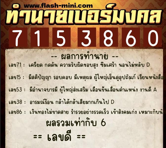 ทำนายเบอร์มงคล 0XX-7153860 ทำนายเบอร์มงคล หมายเลข 093-715386 ทำนายเบอร์มงคล 0XX-7153860 ทำนายเบอร์มงคล หมายเลข 093-715386