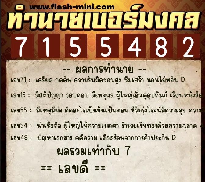 ทำนายเบอร์มงคล 0XX-7155482 ทำนายเบอร์มงคล หมายเลข 086-715548 ทำนายเบอร์มงคล 0XX-7155482 ทำนายเบอร์มงคล หมายเลข 086-715548