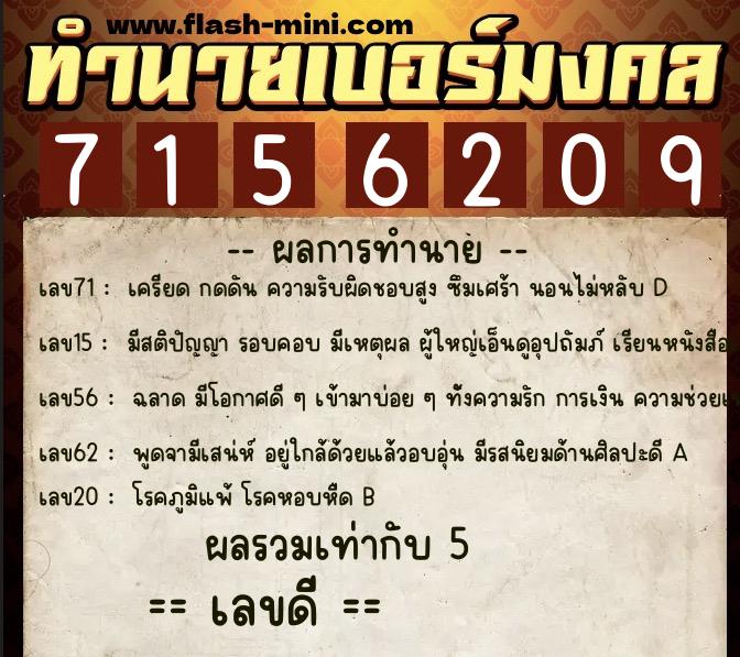 ทำนายเบอร์มงคล 0XX-7156209 ทำนายเบอร์มงคล หมายเลข 086-715620 ทำนายเบอร์มงคล 0XX-7156209 ทำนายเบอร์มงคล หมายเลข 086-715620