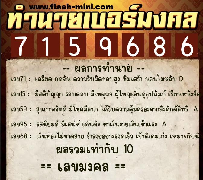 ทำนายเบอร์มงคล 0XX-7159686 ทำนายเบอร์มงคล หมายเลข 063-715968 ทำนายเบอร์มงคล 0XX-7159686 ทำนายเบอร์มงคล หมายเลข 063-715968