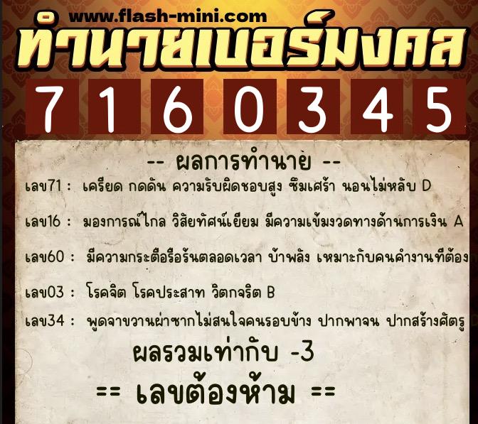 ทำนายเบอร์มงคล 0XX-7160345 ทำนายเบอร์มงคล หมายเลข 095-716034 ทำนายเบอร์มงคล 0XX-7160345 ทำนายเบอร์มงคล หมายเลข 095-716034