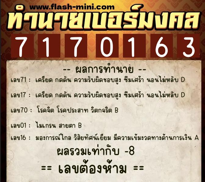 ทำนายเบอร์มงคล 0XX-7170163 ทำนายเบอร์มงคล หมายเลข 082-717016 ทำนายเบอร์มงคล 0XX-7170163 ทำนายเบอร์มงคล หมายเลข 082-717016