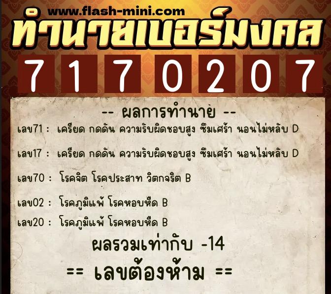 ทำนายเบอร์มงคล 0XX-7170207 ทำนายเบอร์มงคล หมายเลข 067-717020 ทำนายเบอร์มงคล 0XX-7170207 ทำนายเบอร์มงคล หมายเลข 067-717020