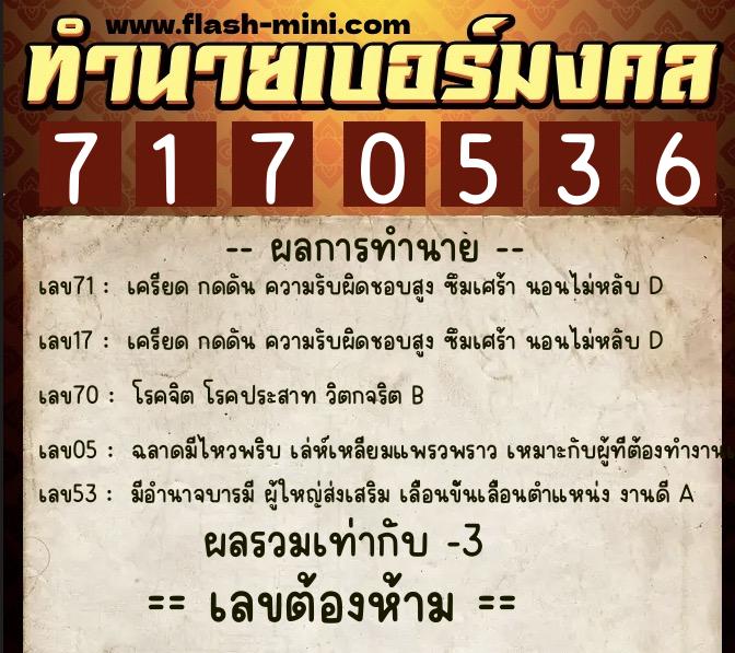 ทำนายเบอร์มงคล 0XX-7170536 ทำนายเบอร์มงคล หมายเลข 069-717053 ทำนายเบอร์มงคล 0XX-7170536 ทำนายเบอร์มงคล หมายเลข 069-717053