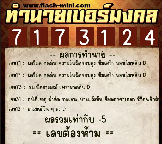 ทำนายเบอร์มงคล 0XX-7173124 ทำนายเบอร์มงคล หมายเลข 086-717312 ทำนายเบอร์มงคล 0XX-7173124 ทำนายเบอร์มงคล หมายเลข 086-717312