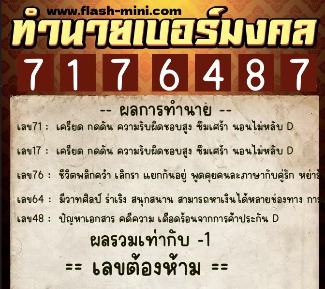 ทำนายเบอร์มงคล 0XX-7176487 ทำนายเบอร์มงคล หมายเลข 069-717648 ทำนายเบอร์มงคล 0XX-7176487 ทำนายเบอร์มงคล หมายเลข 069-717648