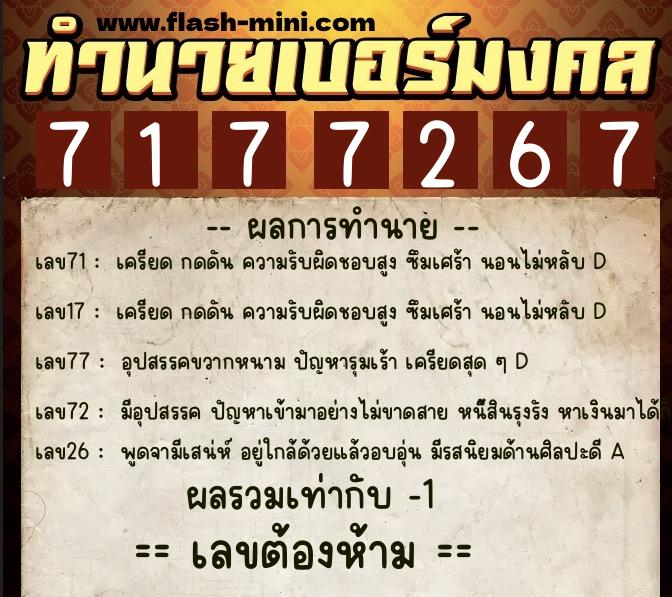 ทำนายเบอร์มงคล 0XX-7177267 ทำนายเบอร์มงคล หมายเลข 095-717726 ทำนายเบอร์มงคล 0XX-7177267 ทำนายเบอร์มงคล หมายเลข 095-717726