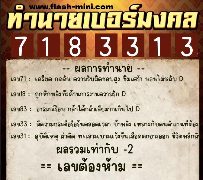 ทำนายเบอร์มงคล 0XX-7183313 ทำนายเบอร์มงคล หมายเลข 060-718331 ทำนายเบอร์มงคล 0XX-7183313 ทำนายเบอร์มงคล หมายเลข 060-718331
