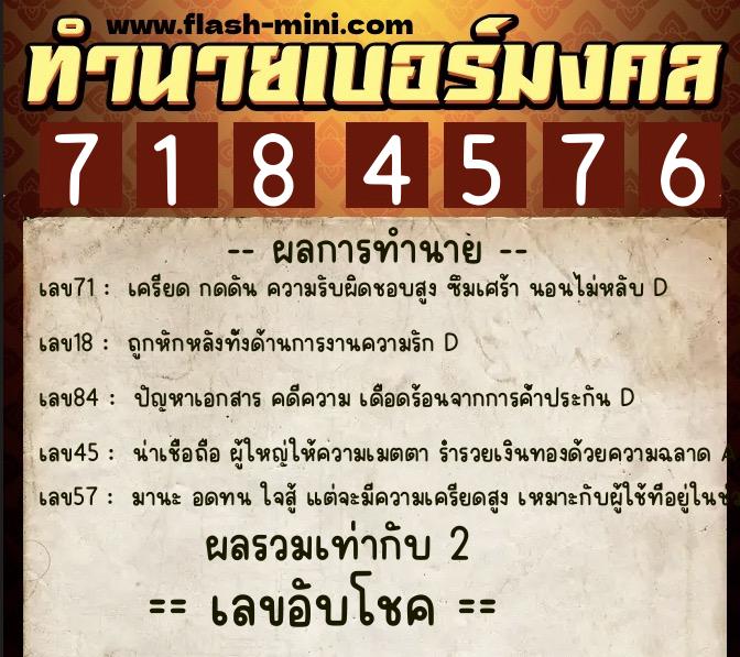ทำนายเบอร์มงคล 0XX-7184576 ทำนายเบอร์มงคล หมายเลข 090-718457 ทำนายเบอร์มงคล 0XX-7184576 ทำนายเบอร์มงคล หมายเลข 090-718457