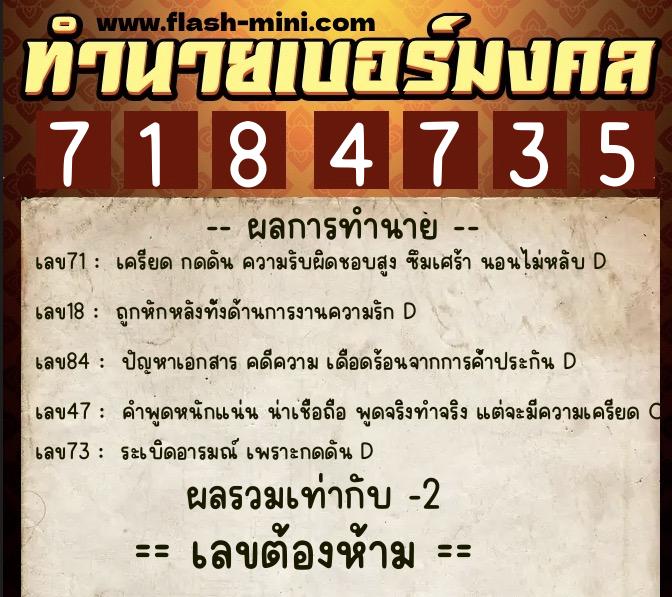 ทำนายเบอร์มงคล 0XX-7184735 ทำนายเบอร์มงคล หมายเลข 065-718473 ทำนายเบอร์มงคล 0XX-7184735 ทำนายเบอร์มงคล หมายเลข 065-718473