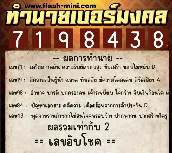 ทำนายเบอร์มงคล 0XX-7198438 ทำนายเบอร์มงคล หมายเลข 086-719843 ทำนายเบอร์มงคล 0XX-7198438 ทำนายเบอร์มงคล หมายเลข 086-719843
