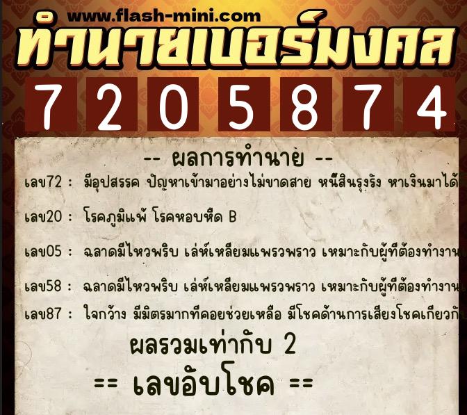 ทำนายเบอร์มงคล 0XX-7205874 ทำนายเบอร์มงคล หมายเลข 088-720587 ทำนายเบอร์มงคล 0XX-7205874 ทำนายเบอร์มงคล หมายเลข 088-720587