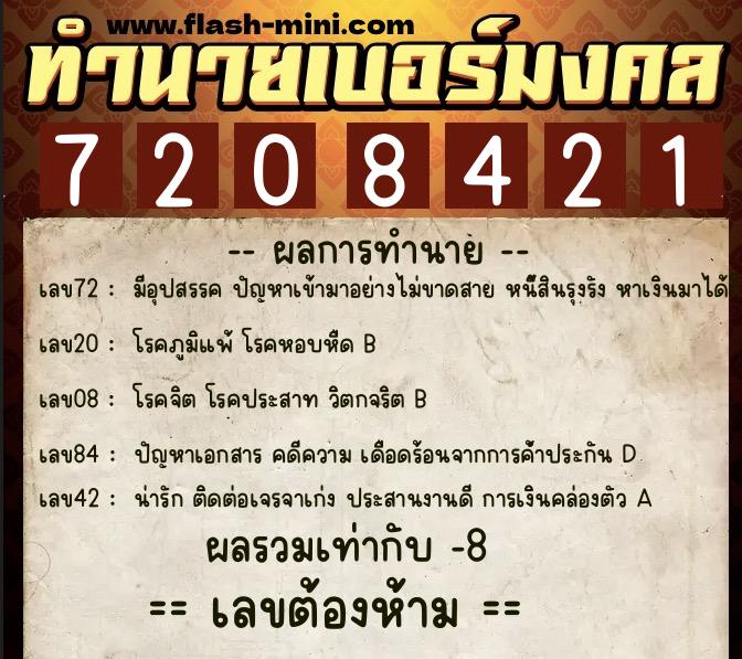 ทำนายเบอร์มงคล 0XX-7208421 ทำนายเบอร์มงคล หมายเลข 086-720842 ทำนายเบอร์มงคล 0XX-7208421 ทำนายเบอร์มงคล หมายเลข 086-720842