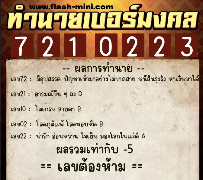 ทำนายเบอร์มงคล 0XX-7210223 ทำนายเบอร์มงคล หมายเลข 061-721022 ทำนายเบอร์มงคล 0XX-7210223 ทำนายเบอร์มงคล หมายเลข 061-721022