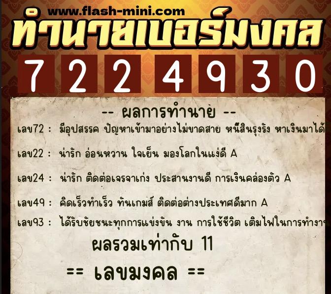 ทำนายเบอร์มงคล 0XX-7224930 ทำนายเบอร์มงคล หมายเลข 089-722493 ทำนายเบอร์มงคล 0XX-7224930 ทำนายเบอร์มงคล หมายเลข 089-722493