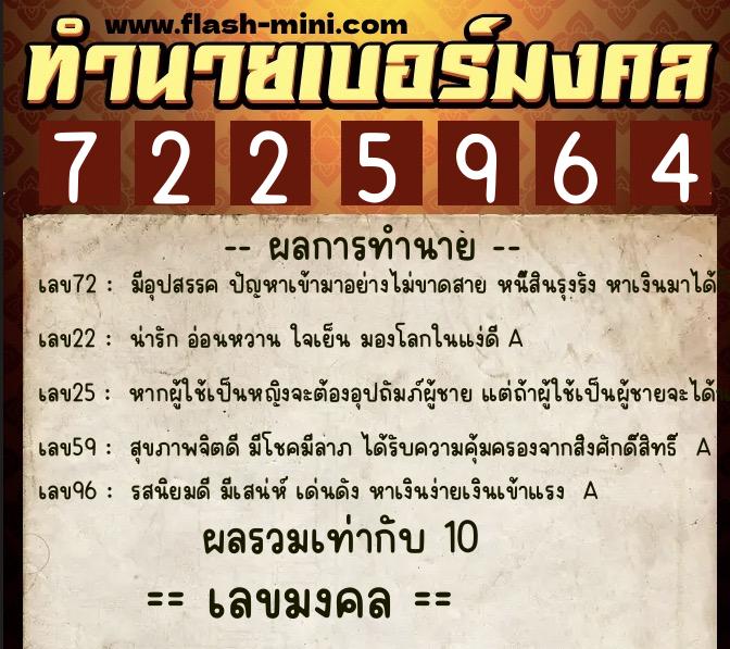 ทำนายเบอร์มงคล 0XX-7225964 ทำนายเบอร์มงคล หมายเลข 089-722596 ทำนายเบอร์มงคล 0XX-7225964 ทำนายเบอร์มงคล หมายเลข 089-722596