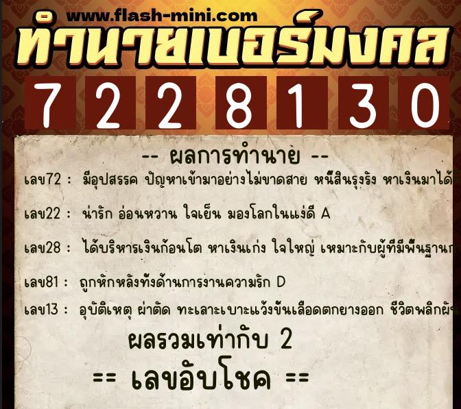 ทำนายเบอร์มงคล 0XX-7228130 ทำนายเบอร์มงคล หมายเลข 063-722813 ทำนายเบอร์มงคล 0XX-7228130 ทำนายเบอร์มงคล หมายเลข 063-722813