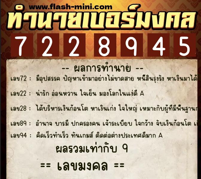 ทำนายเบอร์มงคล 0XX-7228945 ทำนายเบอร์มงคล หมายเลข 084-722894 ทำนายเบอร์มงคล 0XX-7228945 ทำนายเบอร์มงคล หมายเลข 084-722894