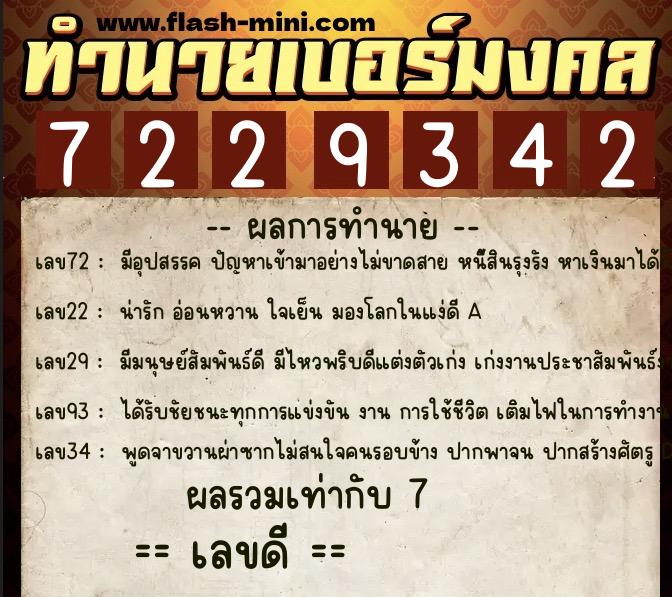 ทำนายเบอร์มงคล 0XX-7229342 ทำนายเบอร์มงคล หมายเลข 066-722934 ทำนายเบอร์มงคล 0XX-7229342 ทำนายเบอร์มงคล หมายเลข 066-722934
