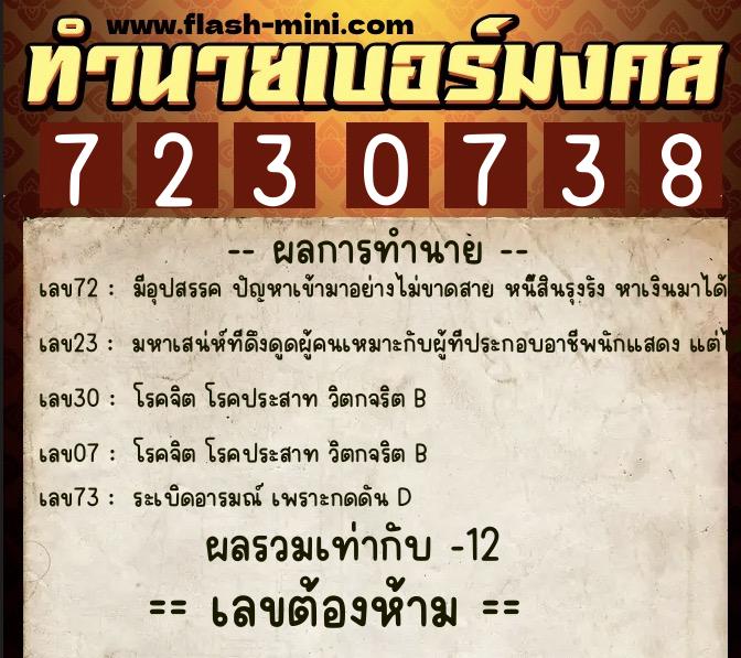 ทำนายเบอร์มงคล 0XX-7230738 ทำนายเบอร์มงคล หมายเลข 060-723073 ทำนายเบอร์มงคล 0XX-7230738 ทำนายเบอร์มงคล หมายเลข 060-723073