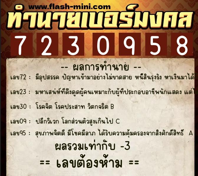 ทำนายเบอร์มงคล 0XX-7230958 ทำนายเบอร์มงคล หมายเลข 061-723095 ทำนายเบอร์มงคล 0XX-7230958 ทำนายเบอร์มงคล หมายเลข 061-723095
