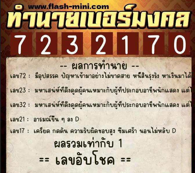 ทำนายเบอร์มงคล 0XX-7232170 ทำนายเบอร์มงคล หมายเลข 091-723217 ทำนายเบอร์มงคล 0XX-7232170 ทำนายเบอร์มงคล หมายเลข 091-723217