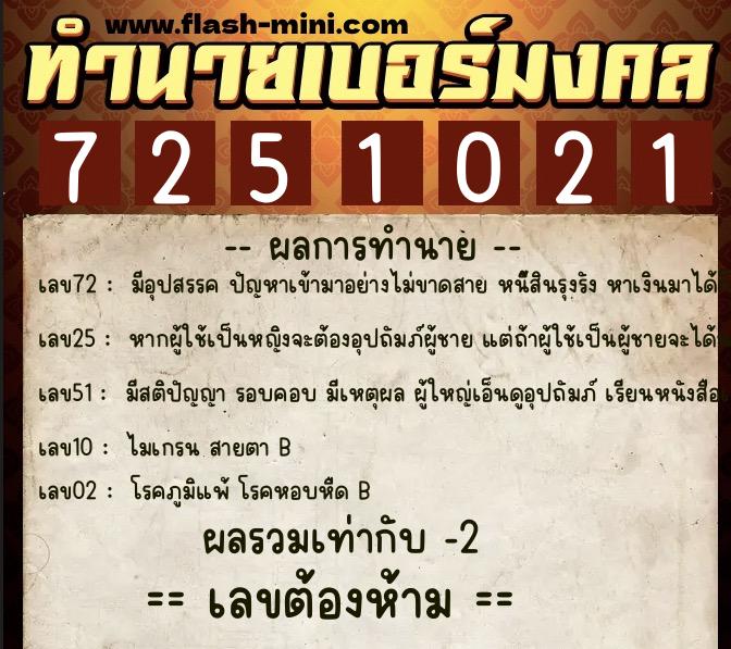 ทำนายเบอร์มงคล 0XX-7251021 ทำนายเบอร์มงคล หมายเลข 064-725102 ทำนายเบอร์มงคล 0XX-7251021 ทำนายเบอร์มงคล หมายเลข 064-725102