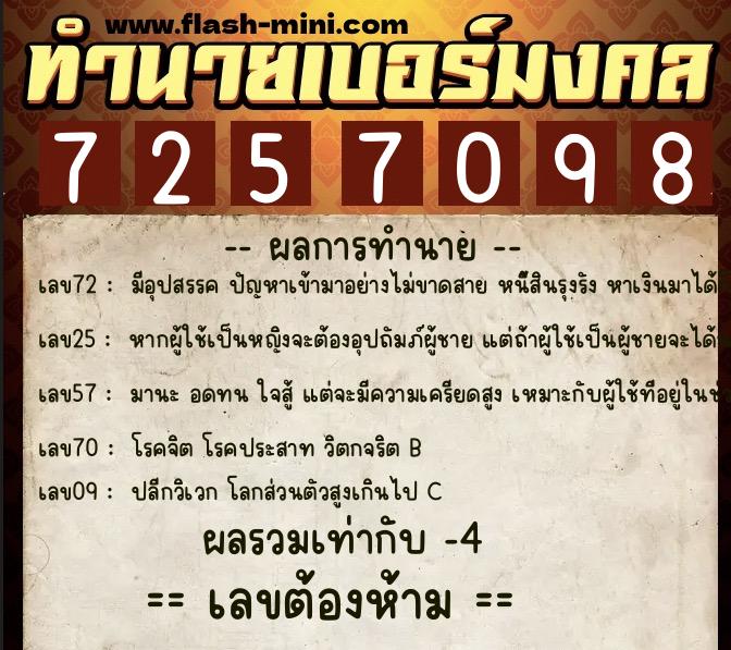 ทำนายเบอร์มงคล 0XX-7257098 ทำนายเบอร์มงคล หมายเลข 093-725709 ทำนายเบอร์มงคล 0XX-7257098 ทำนายเบอร์มงคล หมายเลข 093-725709