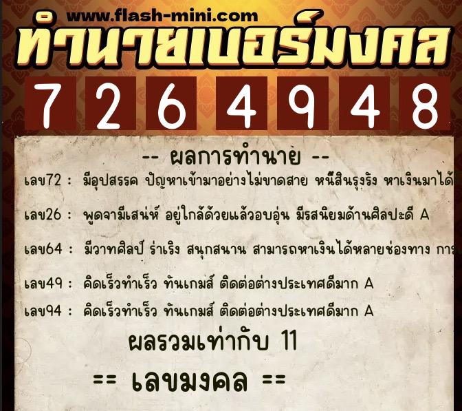 ทำนายเบอร์มงคล 0XX-7264948 ทำนายเบอร์มงคล หมายเลข 092-726494 ทำนายเบอร์มงคล 0XX-7264948 ทำนายเบอร์มงคล หมายเลข 092-726494